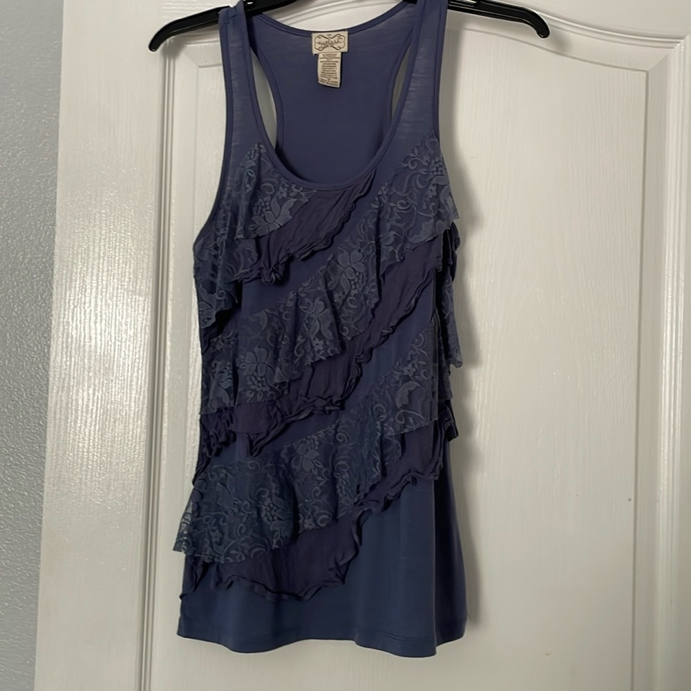 Blue Tank with Lace detail